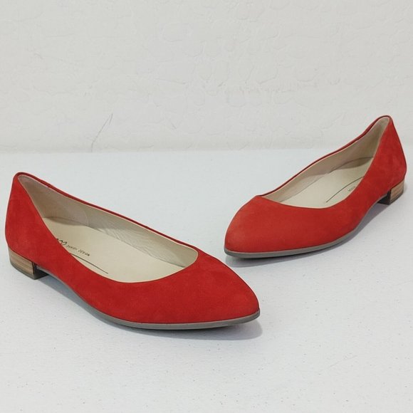 ECCO Shape Pointy Ballerina Women's Red Nubuck Leather Comfort Flats Si… - Picture 9 of 10